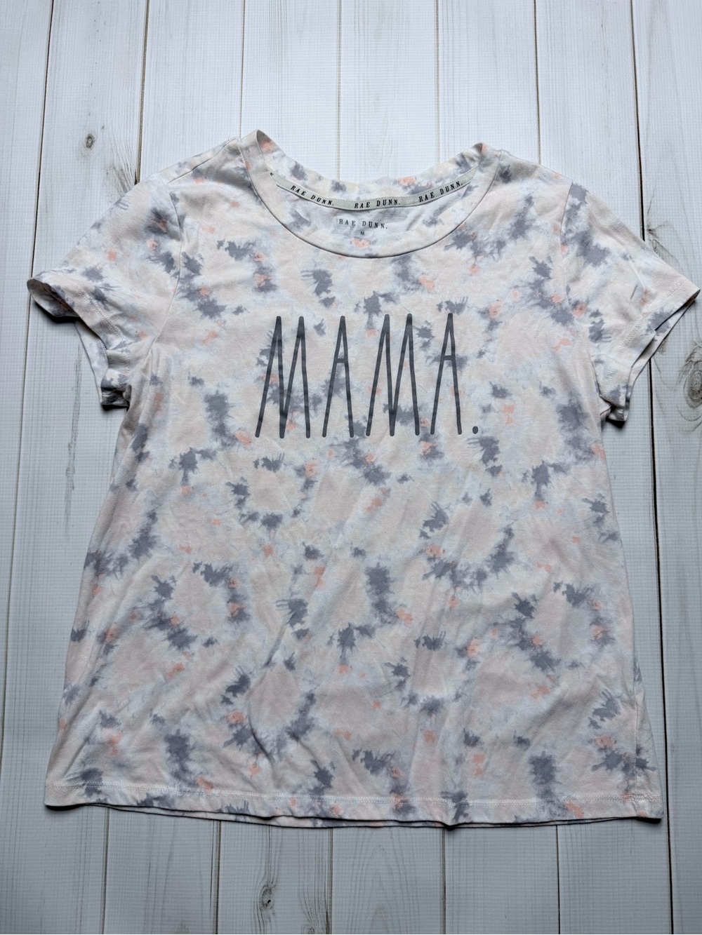 Rae Dunn "MAMA" Tie Dye Short Sleeve Graphic Tee Top - size medium